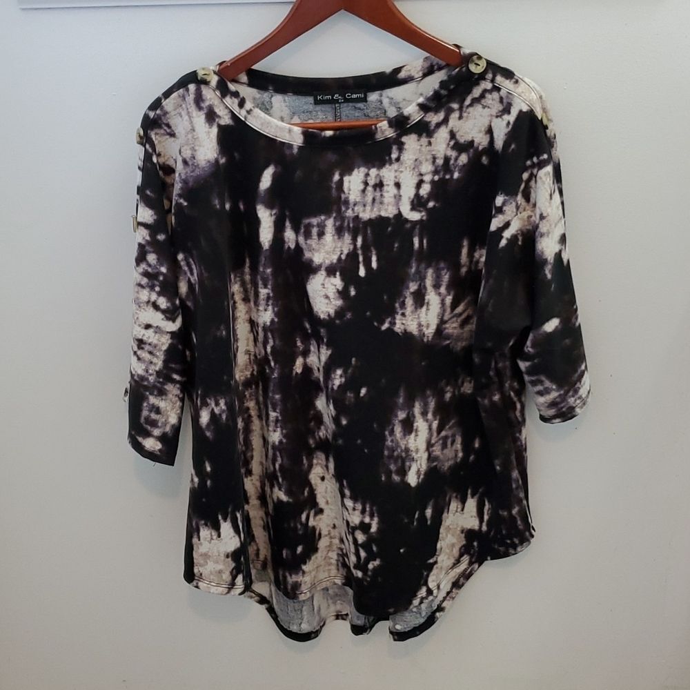 Kim & Cami Tie Dye Dolman Sleeved Top Size 2X